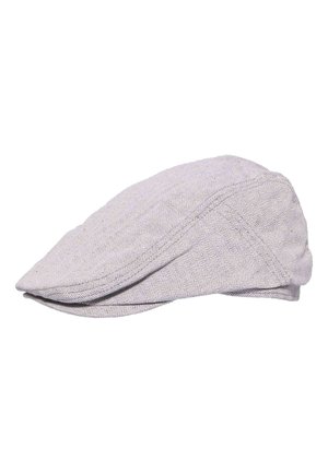Light gray flat cap with a subtle herringbone pattern and a curved front brim, displayed on a white background.