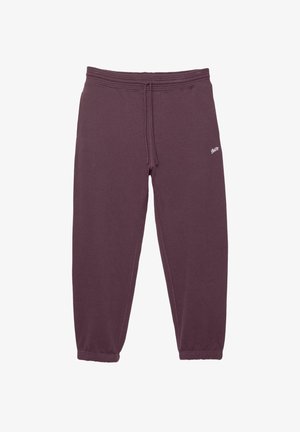 Bordeaux sweatpants met een tapered fit, elastische tailleband en een trekkoord. Bevat een klein wit logo aan de zijkant. Gemaakt van een soepele katoenmix.