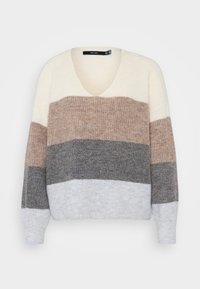 VMDESMA V NECK - Strikkegenser - birch/silver mink/medium grey melange/light grey melange