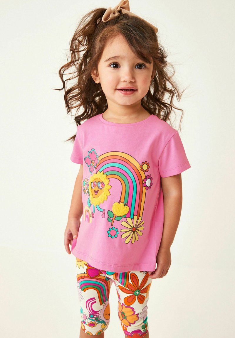 Next SHORT SLEEVE TOP AND CROPPED LEGGINGS SET Leggings pink