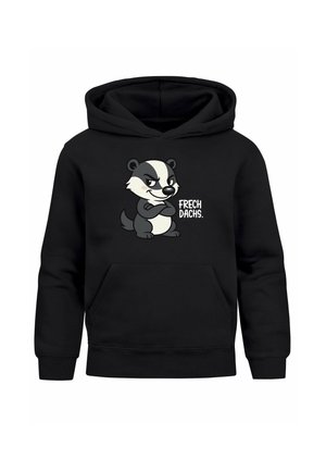 FRECHDACHS TIERMOTIV KAPUZENPULLI MIT - Kapuzenpullover - schwarz