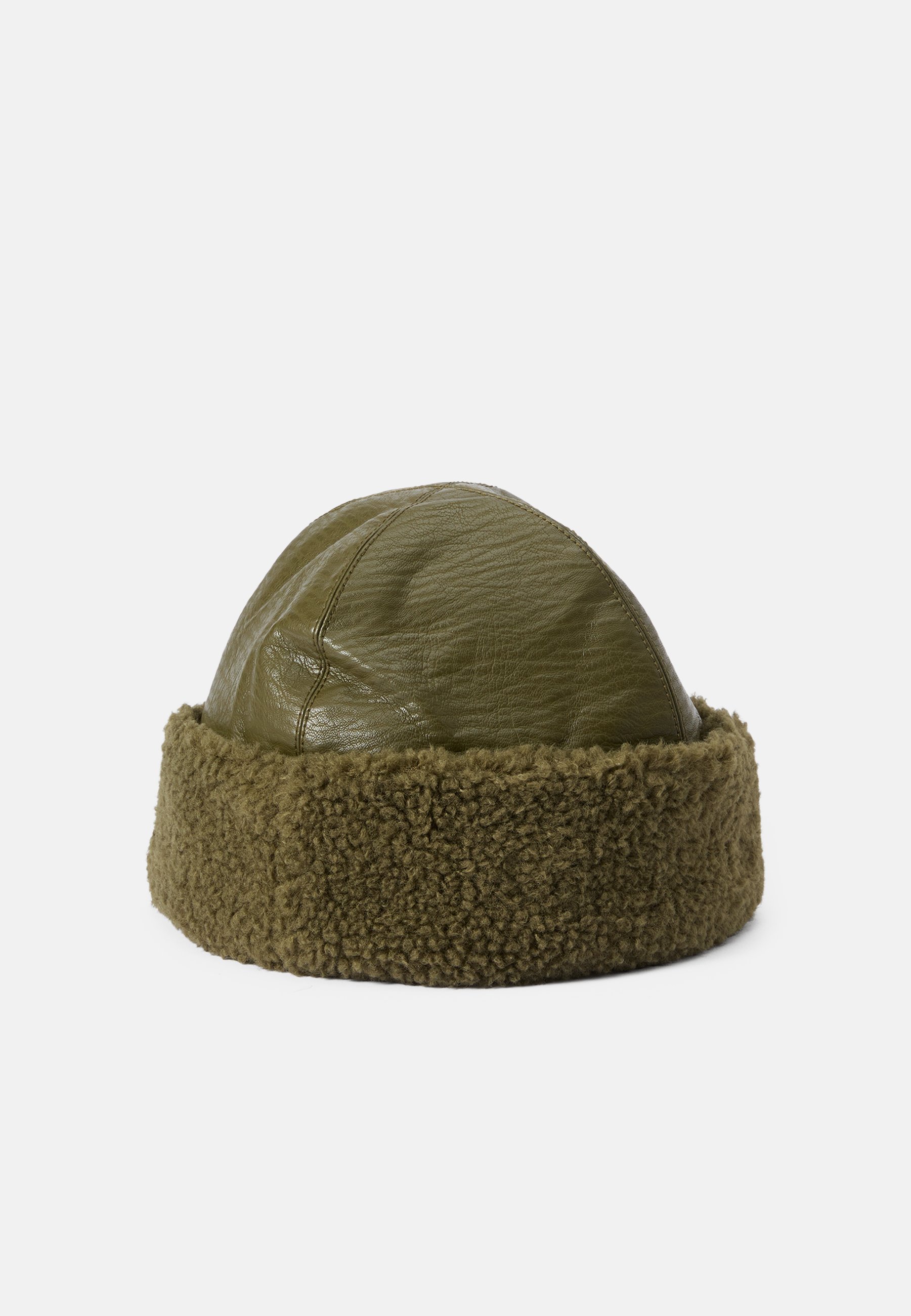 BAUM UND PFERDGARTEN olive green leather Louise Faux Leather Cuffed Hat Shop Accessories from Baum und Pferdgarten | Official Store main image 3