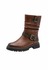 Marco Tozzi Bottines de cowboy / motard - cognac comb