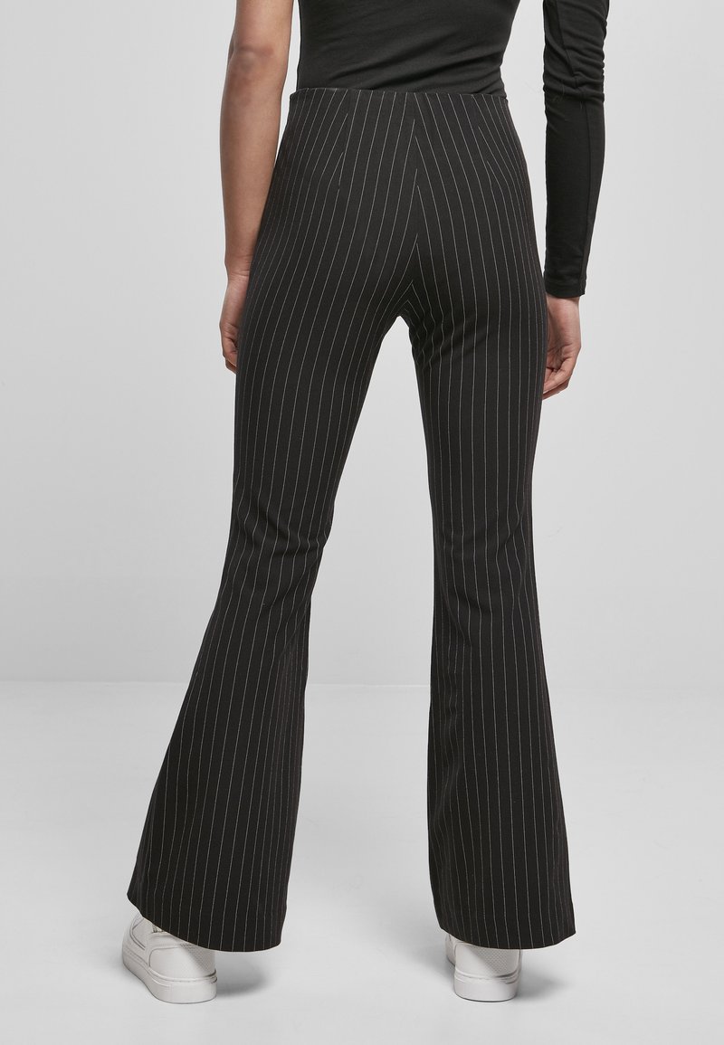 Urban Classics LADIES FLARED PIN STRIPE PANTS - Trousers - black 