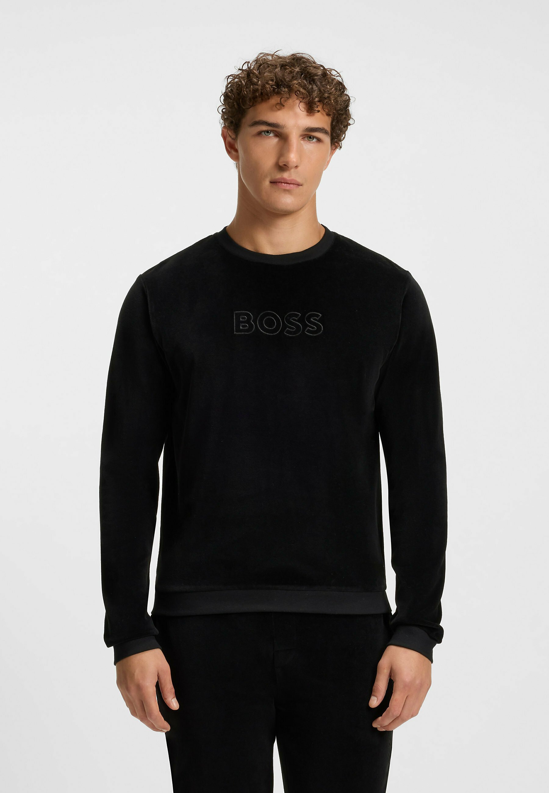 Black Crewneck Eleganter Schwarzer Pulli BOSS Sweatshirt Black One