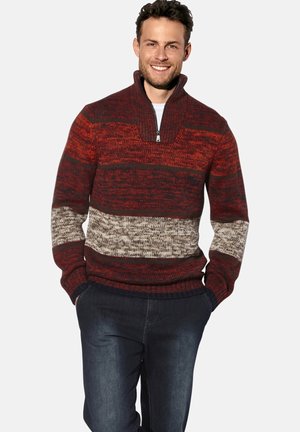 CARMILO - Strickpullover - dunkelrot gestreift