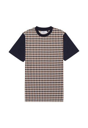 Aquascutum, AQUASCUTUM SHIRT ACTIVE SIDE CLUB CHECK T-SHIRT - T-Shirt print - navy