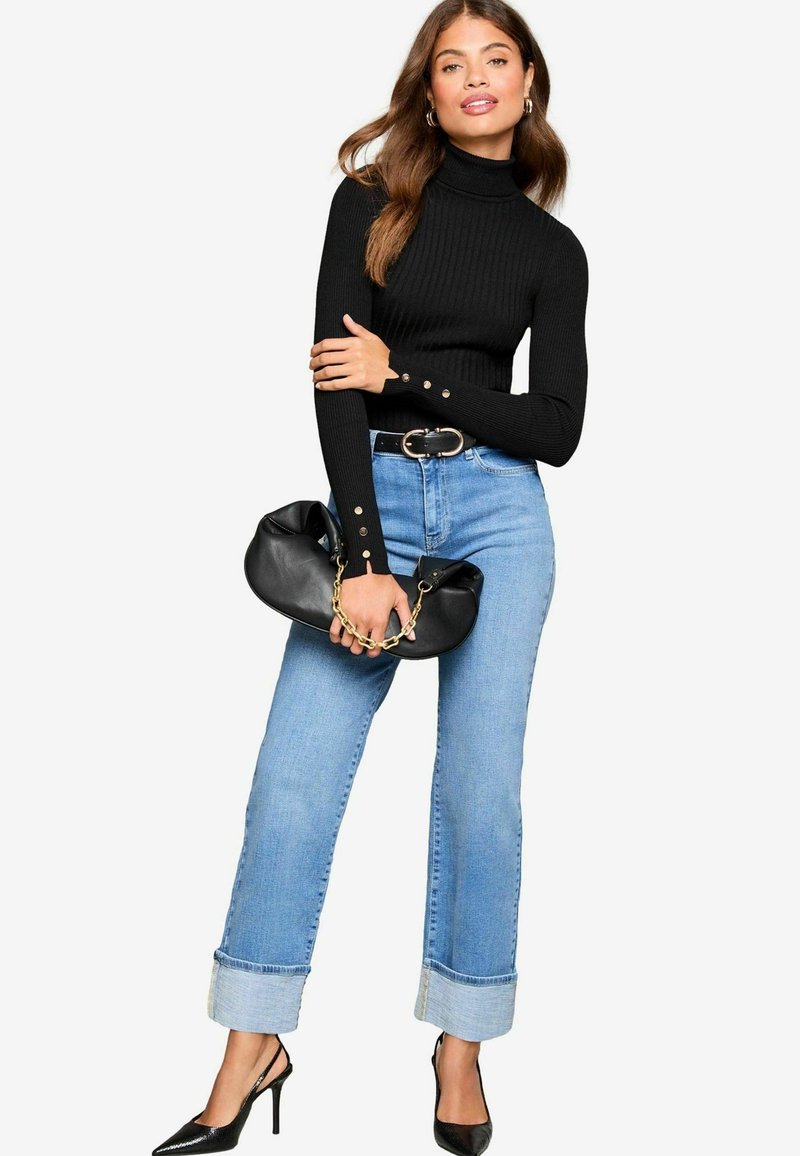 Lipsy ROLL NECK BUTTON DETAIL  - Svetr - black