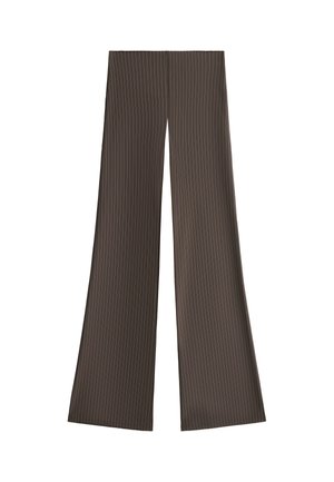 OYSHO, COMPRESSIVE CORE CONTROL HIGH-RISE PINSTRIPE FLARE TROUSERS - Pantalon classique - brown