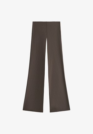 OYSHO, COMPRESSIVE CORE CONTROL HIGH-RISE PINSTRIPE FLARE TROUSERS - Pantalon classique - brown
