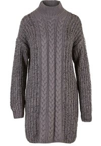 LORI LS HIGH NECK CABLE  - Stickad klänning - charcoal gray