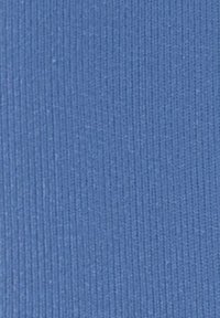 Texturiertes Gewebe in einem mittleren Blauton, mit feinen vertikalen Rippungen. Die Oberfläche wirkt glatt mit einem dezenten Glanz.