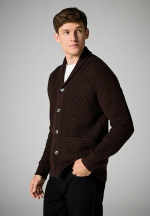 Next FIT WAFFLE SHAWL NECK - REGULAR FIT - Cardigan - chocolate brown
