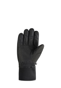 Black winter glove featuring a textured leather palm, elastic cuff, and stitched details. Designed for warmth and flexibility.