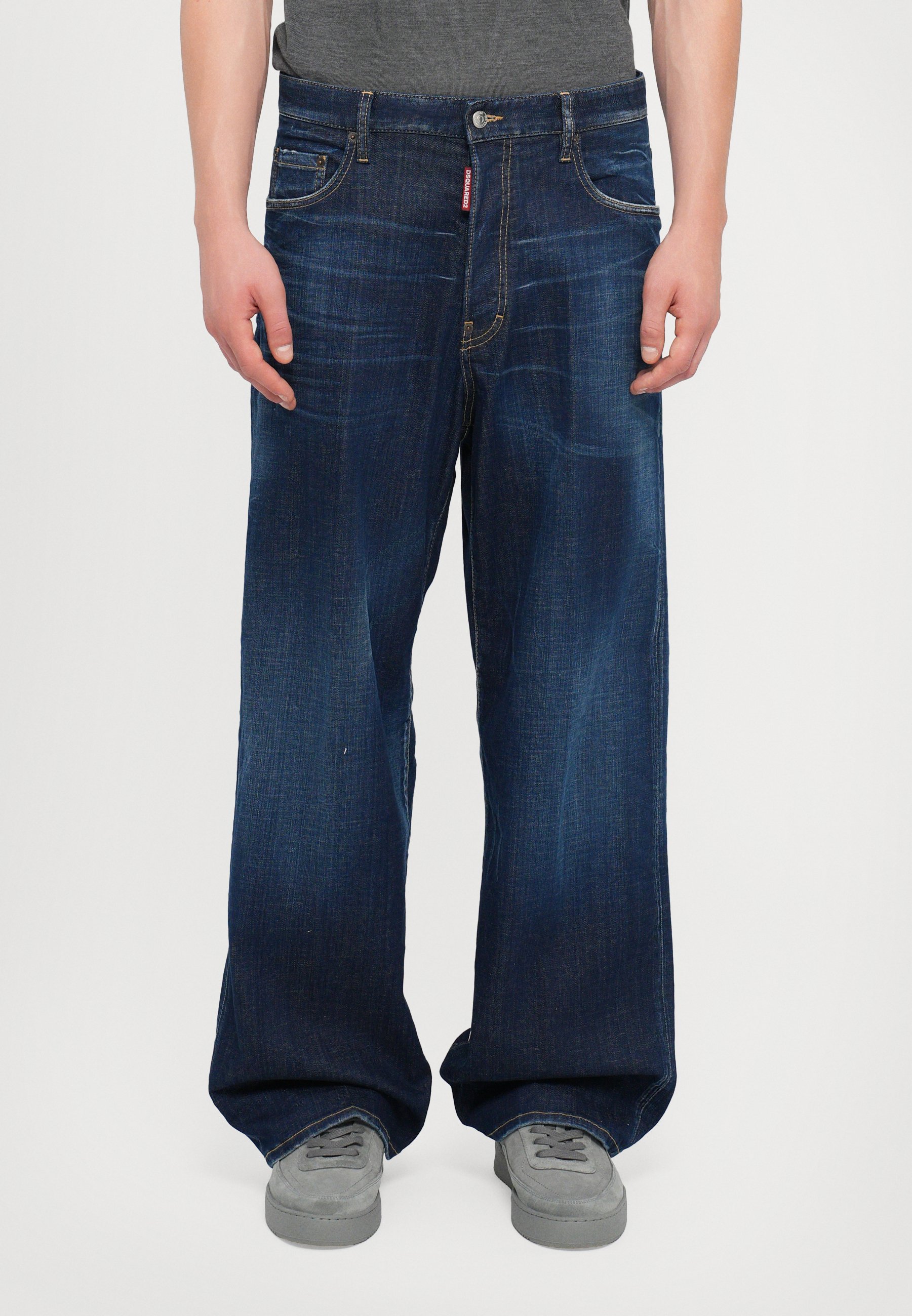 Pantalon Jean DSquared2 Boston Coupe Droite Avec Volants - Taille IT38/XS, Bleu Denim, Neuf Sans étiquettes