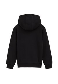 Melna kapuci svītrojums ar mīkstu tekstūru, ribotām aprocēm un apakšmalu, kā arī priekšējo kabatu. Izstrādāts komfortam un ikdienas valkāšanai.