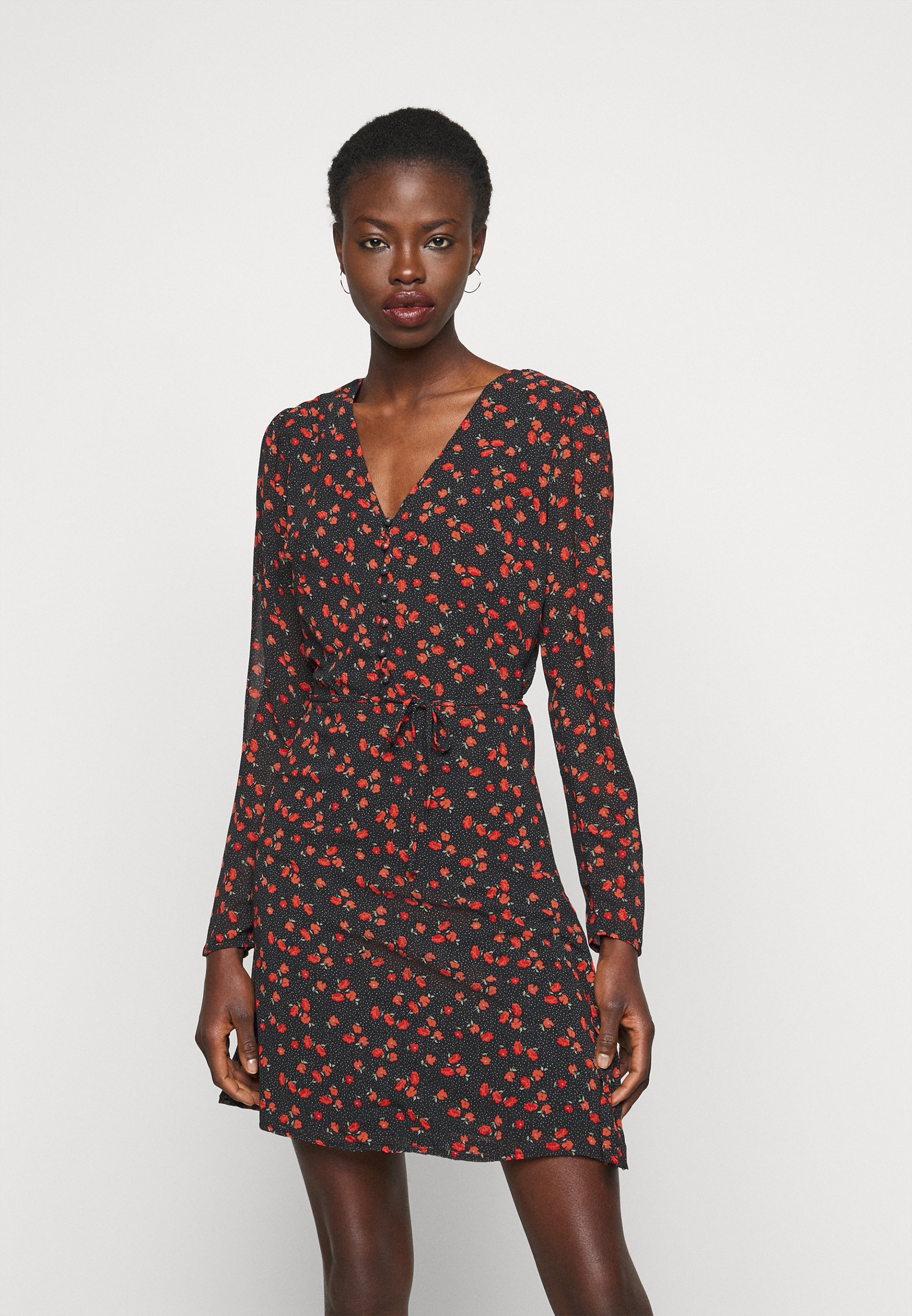 black button tea dress