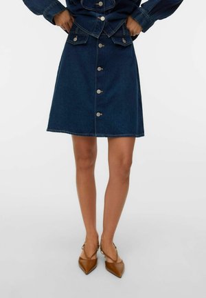 Vero Moda VMOLKA MID RISE KURZER - A-snit nederdel - medium blue denim