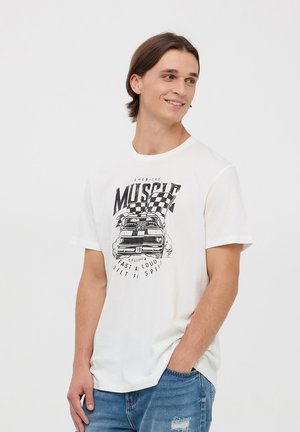 Terranova RACING - T-shirt con stampa - bianco lana