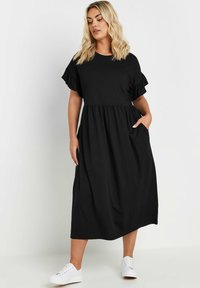 Yours Clothing FRILL SLEEVE    - Jerseyklänning - black