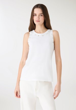 CON APPLICAZIONI PERLE E STRASS - Top - bianco ottico