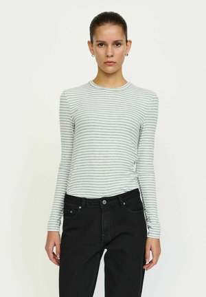 FENJA STRIPE O-NECK - Pikkade varrukatega topp - light grey melange