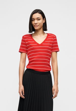 Tommy Hilfiger, SLIM CODY V NECK - Osnovna majica kratkih rukava - fireworks/calico