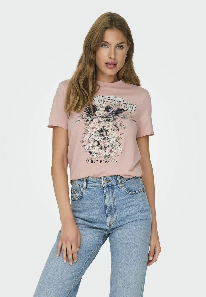 ONLY ONLLUCY LIFE BOX - Camiseta estampada - silver pink