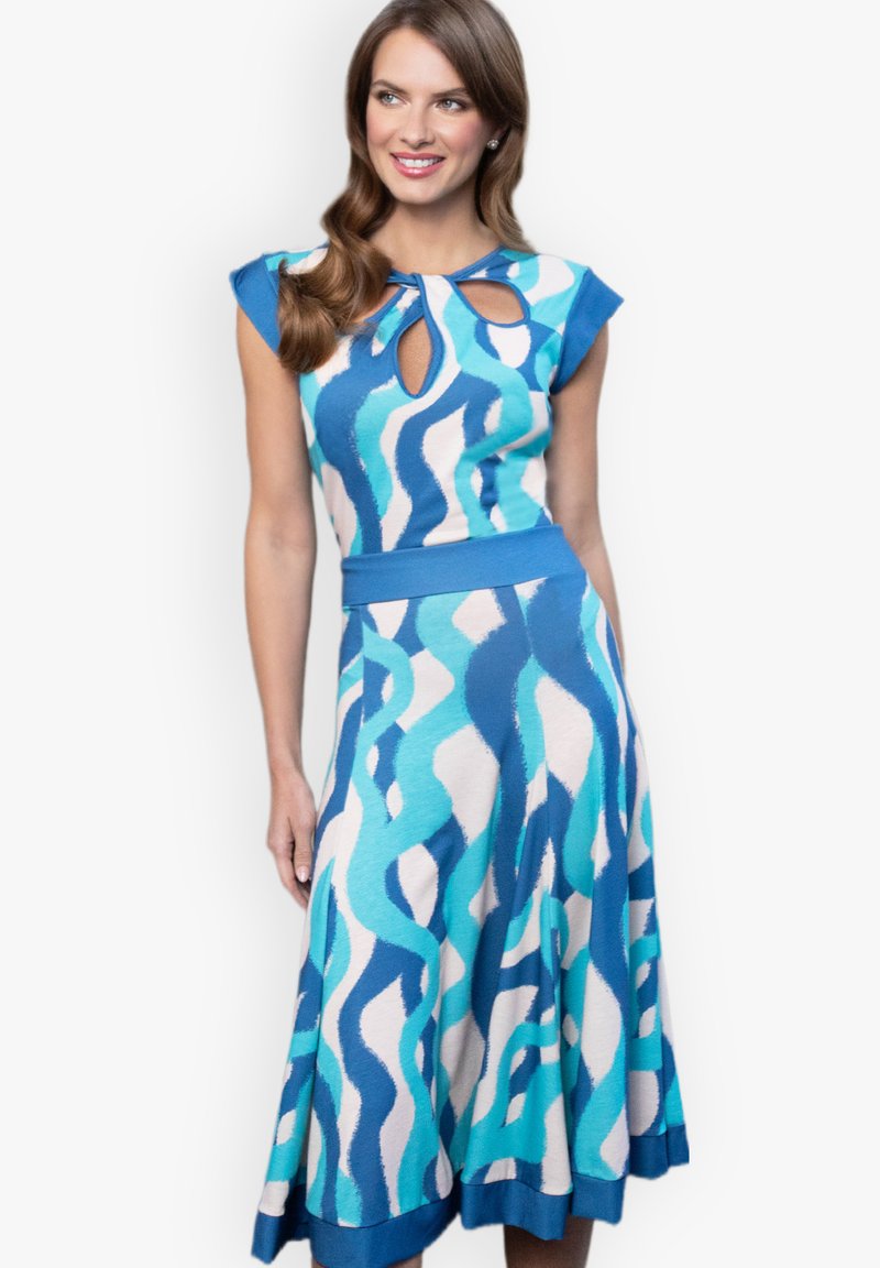 HotSquash KEYHOLE DETAIL FIT N FLARE - Päevakleit - blue wave blast on air