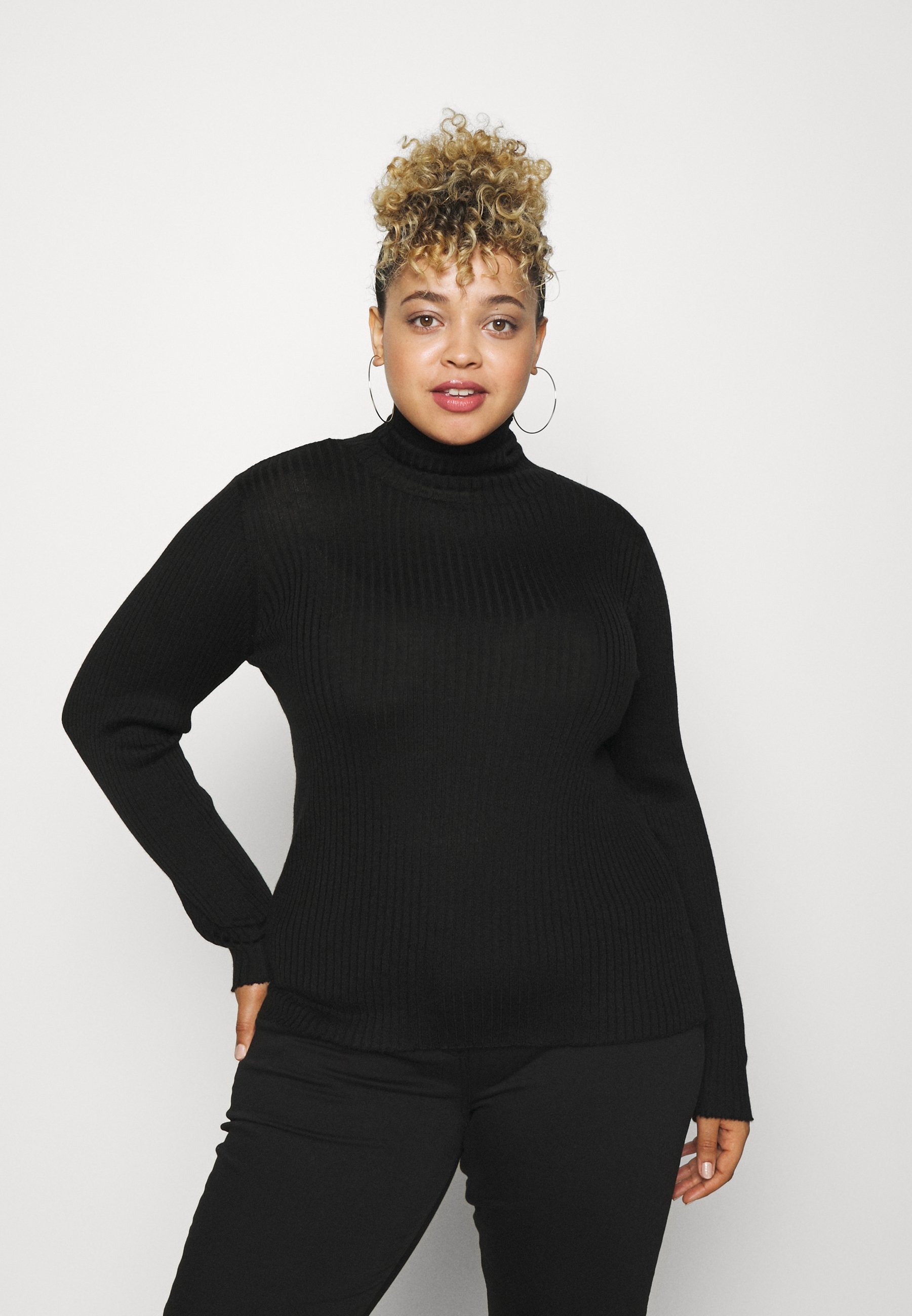 plus size black roll neck jumper