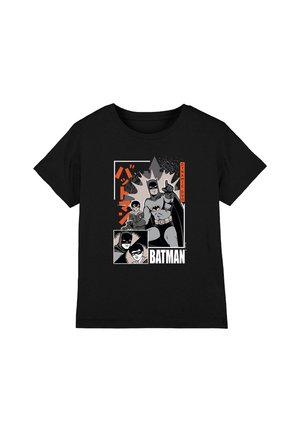 Black t-shirt with comic-style graphic of Batman and Robin, Japanese text, and the words "Dynamic Duo" and "Batman" in white and orange.