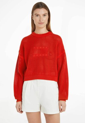 Tommy Jeans OPEN LOGO RELAXED FIT - Strickpullover - koralle