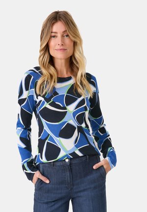 Gerry Weber LANGARM RUNDHALS GEMUSTERTER  - Jumper - royalblue nightsky offwhite