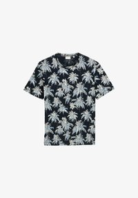 Atlasīts, navy blue stripe palm design