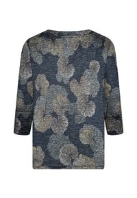 Dunkelbluse mit floralem Muster und langen Ärmeln, aus leichtem Stoff. Verfügt über einen runden Halsausschnitt und eine lockere Passform.