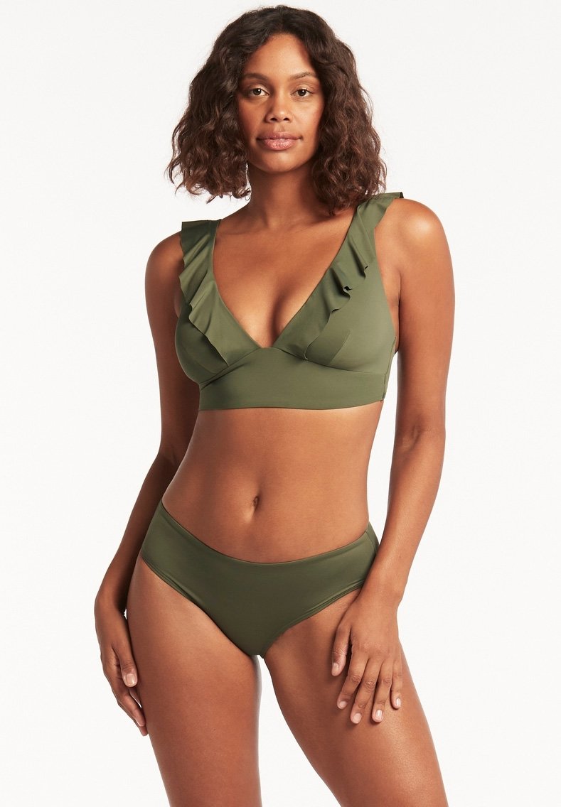 SEA LEVEL ESSENTIALS FRILL - Bikinitop - khaki