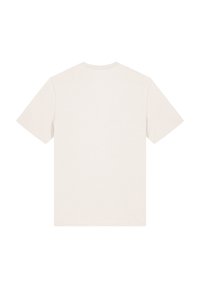 Korte mouwen t-shirt in lichtbeige, gemaakt van zachte katoen. Heeft een ronde halslijn en een effen achterkant zonder zichtbare patronen of details.