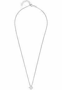 Sølv kædedesign med en rund, klar krystalvedhæng. Kæden har en justerbar lås med forlængerkæde for størrelse variation.