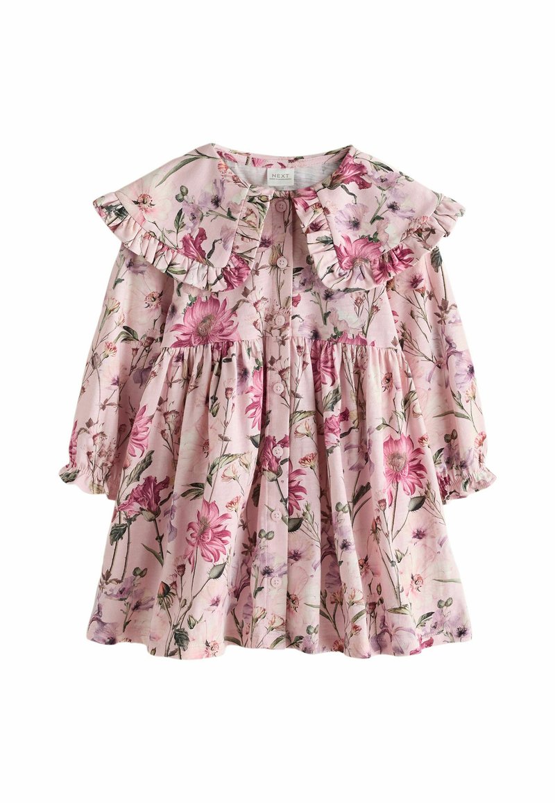 Next LONG SLEEVE COLLAR - Jersey dress - pale pink floral/pink - Zalando