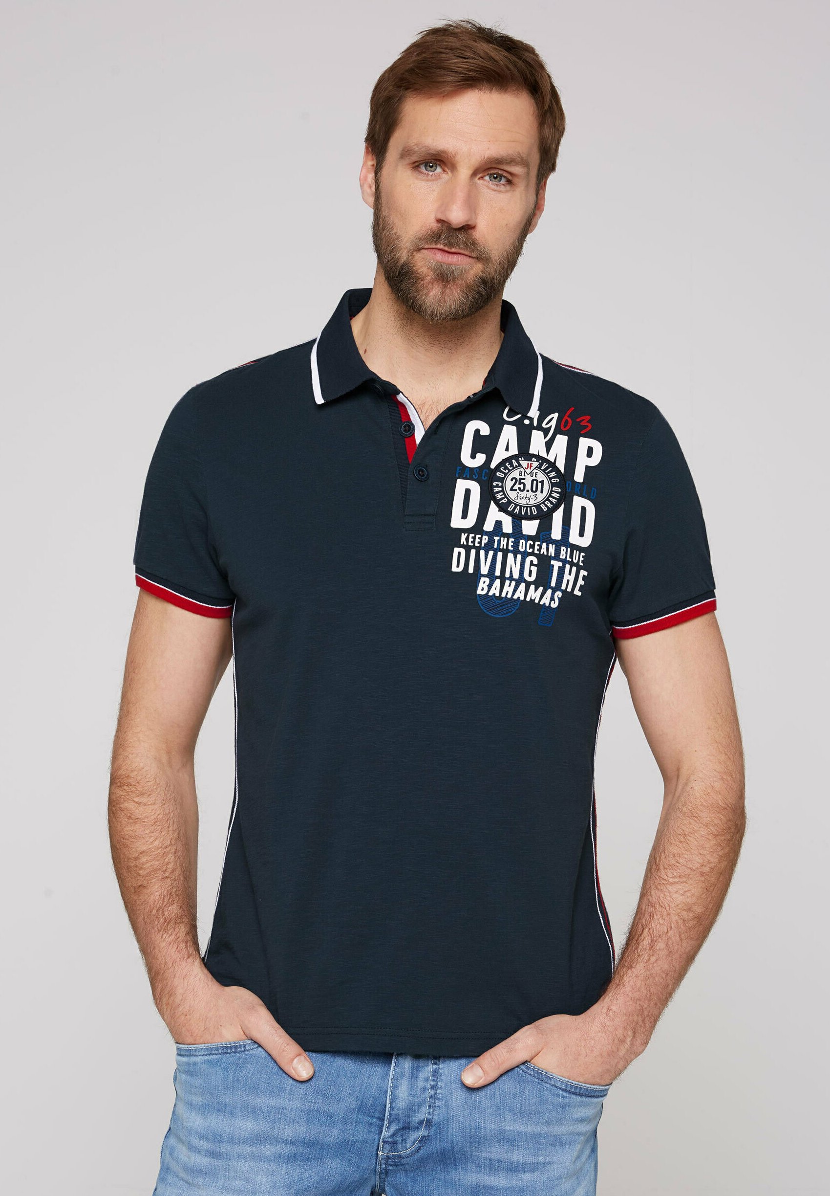 Camp David POLOSHIRT MIT RCKEN-ARTWORK - Poloshirt - ocean navy/blau -  Zalando