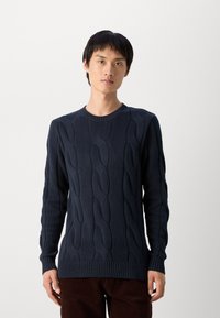 Lindbergh MEGA CABLE O-NECK - Stickad tröja - navy