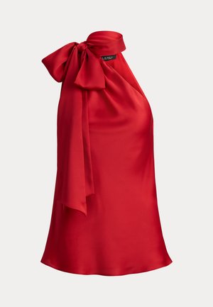 Lauren Ralph Lauren, CHARMEUSE TIE-NECK HALTER TOP - Felső - cruise red