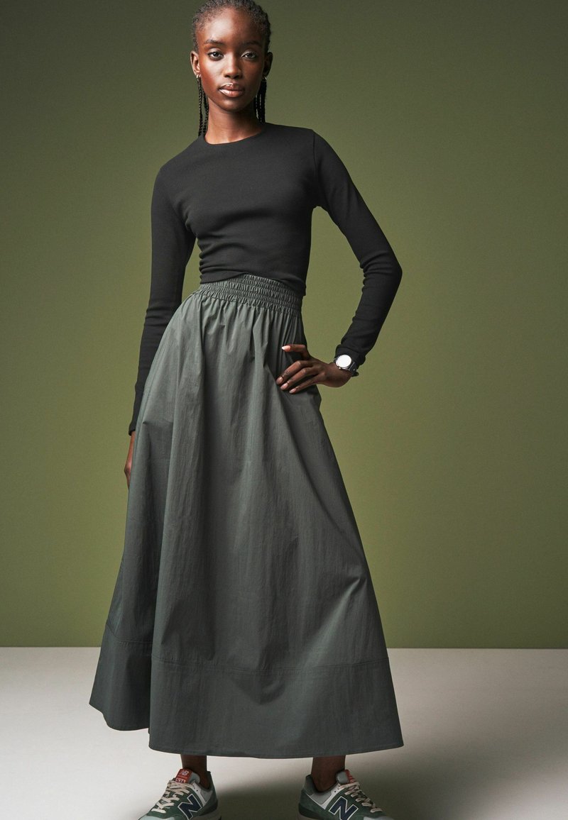 Next SHIRRED WAIST - A-snit nederdel - khaki green
