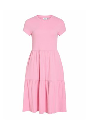 VILA, MAXIKLEID VIHOLLIE KURZÄRMELIGES - Robe en jersey - begonia pink