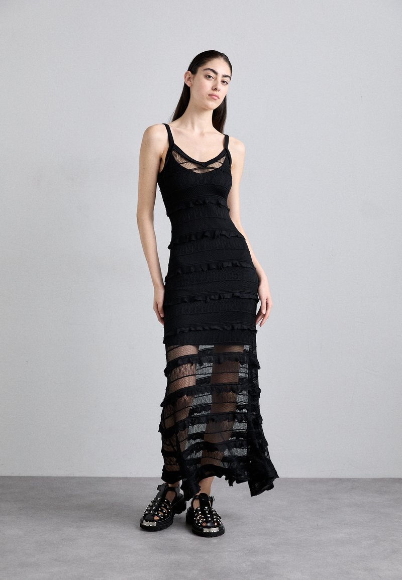 sandro ROBE BRETELLE VOLANTS - Maxi dress - noir/black - Zalando