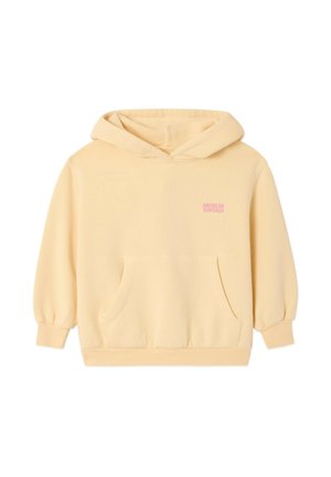 Heledat kollast kapuutsiga dressipluusi esitasku ja kõhule väikese roosa "American Vintage" logoga.