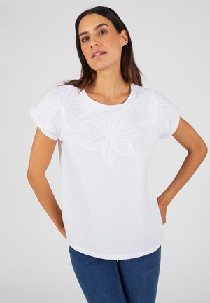 BRODERIE TON SUR TON - T-shirt print - blanc