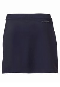 Skort activo azul marino hecho de tela que absorbe la humedad, con una cinturilla lisa y un diseño simple y limpio sin patrones adicionales.