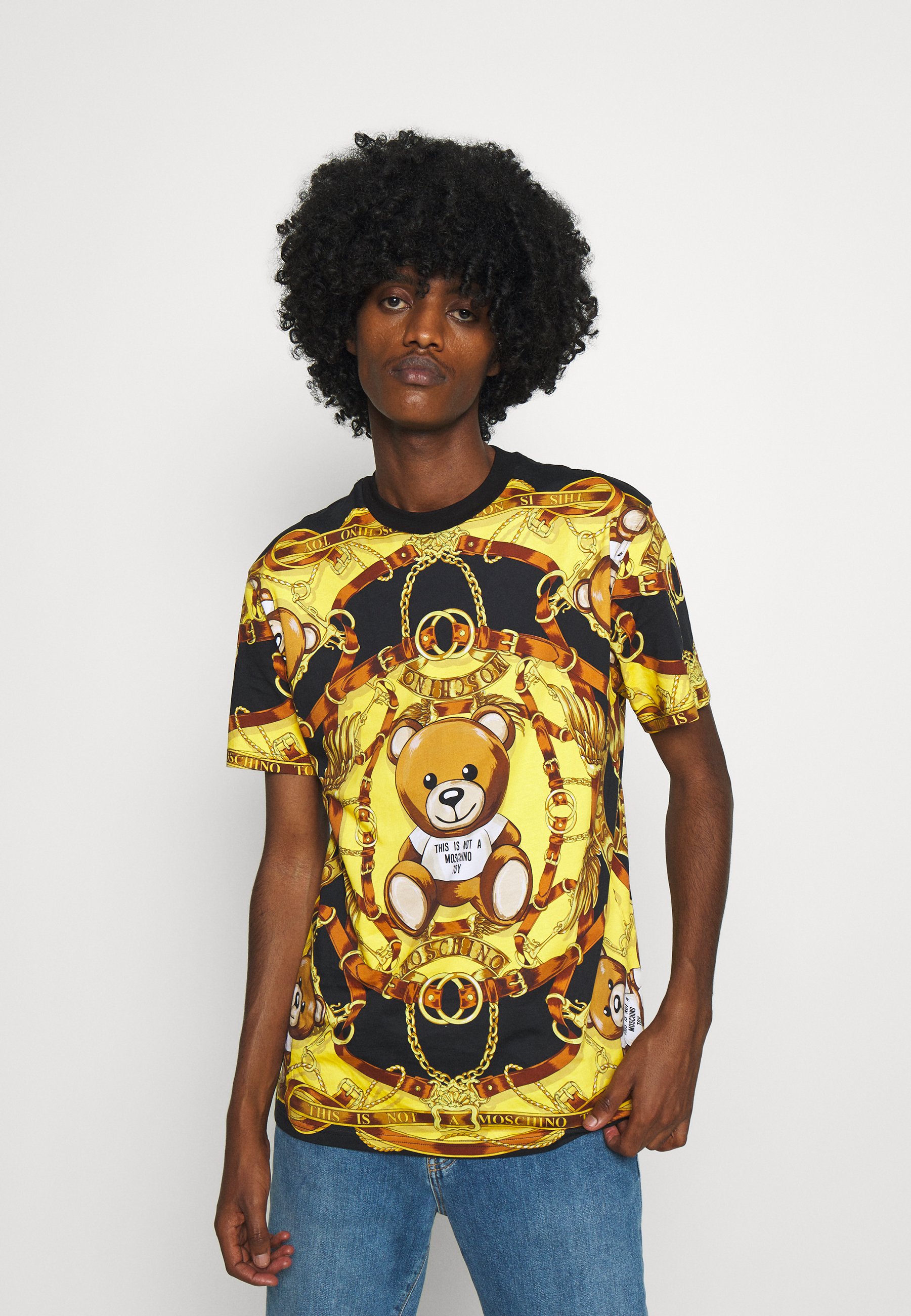 MOSCHINO Print T-shirt - black/yellow - Zalando.co.uk