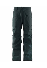 Pantaloni da sci neri realizzati in materiale impermeabile, con tasche cargo, vita regolabile, zip laterali e vestibilità comoda.